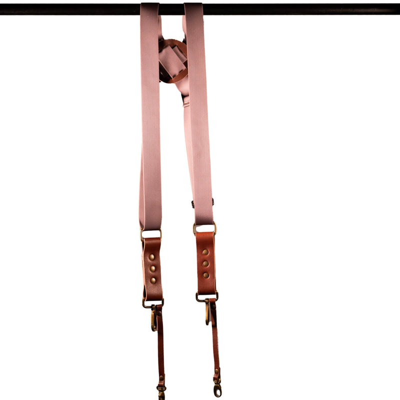 NICE ONE Mirrorless Double Shoulder Strap, fabric and leather, Made In Italy, PINK