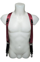 NICE ONE - POWER EASY - Doppelter Schultergurt aus bordeauxrotem Leder und Stoff für spiegellose und SLR-Kameras