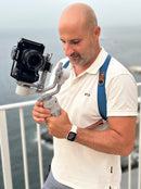 NICE ONE - POWER EASY - Tracolla Doppia in Pelle Cognac e tessuto Blue per Mirrorless e reflex