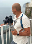 NICE ONE - POWER EASY - Tracolla Doppia in Pelle Cognac e tessuto Blue per Mirrorless e reflex