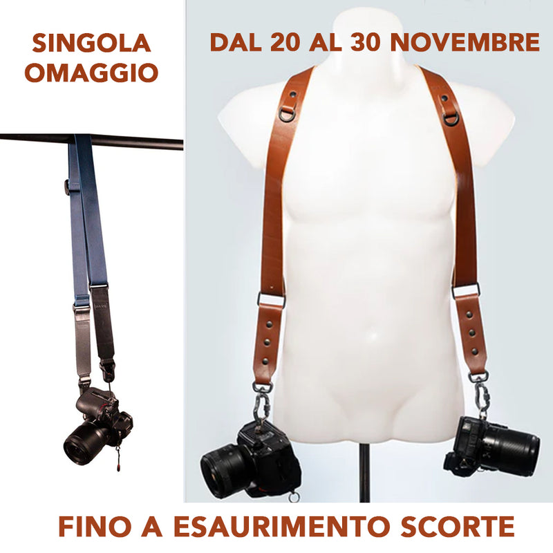 Nice One - Power - Double Cognac Leather Shoulder Strap for Mirrorless and SLR Cameras