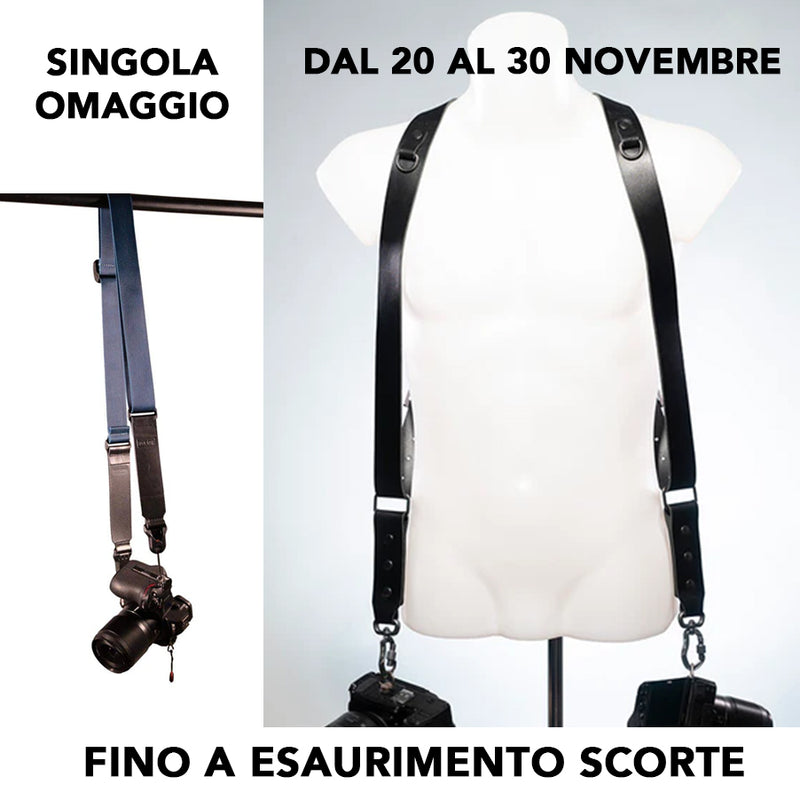 Nice One - Power - Black Leather Double Shoulder Strap for Mirrorless and SLR