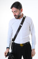 Shoulder strap – Brown Leather and texture green – Camera – Strap – Reflex – Mirrorless