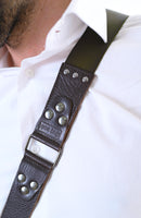 Shoulder strap – Brown Leather and texture green – Camera – Strap – Reflex – Mirrorless