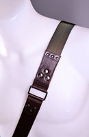 Shoulder strap – Brown Leather and texture green – Camera – Strap – Reflex – Mirrorless