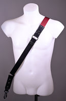 Shoulder strap – Black leather and texture bordeaux – Camera – Strap – Reflex – Mirrorless