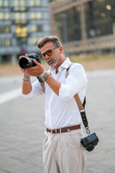 NICE ONE - POWER EASY - Double Shoulder Strap in Bordeaux Leather and Fabric for Mirrorless and SLR Cameras