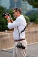 NICE ONE - POWER EASY - Double Shoulder Strap in Bordeaux Leather and Fabric for Mirrorless and SLR Cameras