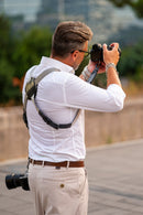 NICE ONE - POWER EASY - Double Shoulder Strap in Bordeaux Leather and Fabric for Mirrorless and SLR Cameras