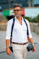 NICE ONE - POWER EASY - Double Shoulder Strap in Bordeaux Leather and Fabric for Mirrorless and SLR Cameras