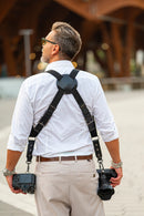 NICE ONE - POWER EASY - Tracolla Doppia in Pelle e tessuto Nero per Mirrorless e reflex