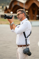 NICE ONE - POWER EASY - Tracolla Doppia in Pelle e tessuto Nero per Mirrorless e reflex