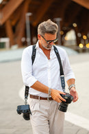 NICE ONE - POWER EASY - Tracolla Doppia in Pelle e tessuto Nero per Mirrorless e reflex