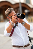 NICE ONE - POWER EASY - Tracolla Doppia in Pelle e tessuto Bordeaux per Mirrorless e reflex