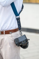 NICE ONE - POWER EASY - Tracolla Doppia in Pelle e tessuto Blu per Mirrorless e reflex