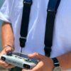 NICE ONE Drone remote control shoulder strap, fabric and leather, Made In Italy, BLUE - Nice One Shoulder