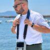 NICE ONE Drone remote control shoulder strap, fabric and leather, Made In Italy, BLUE - Nice One Shoulder