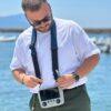 NICE ONE Drone remote control shoulder strap, fabric and leather, Made In Italy, BLUE - Nice One Shoulder