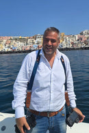 NICE ONE - POWER EASY - Tracolla Doppia in Pelle Cognac e tessuto Blue per Mirrorless e reflex