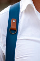 NICE ONE - POWER EASY - Tracolla Doppia in Pelle Cognac e tessuto Blue per Mirrorless e reflex