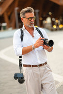 NICE ONE - POWER EASY - Tracolla Doppia in Pelle e tessuto Nero per Mirrorless e reflex