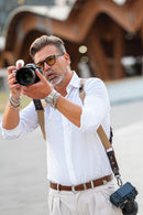 NICE ONE - POWER EASY - Double Shoulder Strap in Bordeaux Leather and Fabric for Mirrorless and SLR Cameras