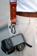 NICE ONE - POWER EASY - Double Shoulder Strap in Bordeaux Leather and Fabric for Mirrorless and SLR Cameras