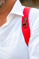 NICE ONE - POWER EASY - Tracolla Doppia in Pelle e tessuto rosso e cuoio rosso inglese per Mirrorless e reflex