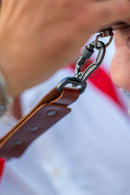 NICE ONE - POWER EASY - Tracolla Doppia in Pelle e tessuto rosso e cuoio rosso inglese per Mirrorless e reflex