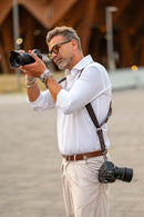 NICE ONE - POWER EASY - Double Shoulder Strap in Bordeaux Leather and Fabric for Mirrorless and SLR Cameras
