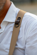 NICE ONE - POWER EASY - Double Shoulder Strap in Bordeaux Leather and Fabric for Mirrorless and SLR Cameras