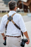 NICE ONE - POWER EASY - Double Shoulder Strap in Bordeaux Leather and Fabric for Mirrorless and SLR Cameras