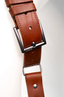 NICE ONE - POWER EASY - Tracolla Doppia in Pelle Cognac e tessuto Blue per Mirrorless e reflex