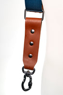 NICE ONE - POWER EASY - Tracolla Doppia in Pelle Cognac e tessuto Blue per Mirrorless e reflex