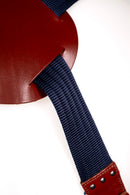 NICE ONE - POWER EASY - Tracolla Doppia in Pelle e tessuto costine blu  e cuoio rosso inglese per Mirrorless e reflex