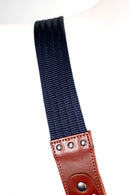 NICE ONE - POWER EASY - Tracolla Doppia in Pelle e tessuto costine blu  e cuoio rosso inglese per Mirrorless e reflex