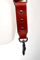NICE ONE - POWER EASY - Tracolla Doppia in Pelle e tessuto costine blu  e cuoio rosso inglese per Mirrorless e reflex