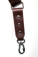 Tracolla per fotocamera in tessuto a costine testa di moro e cuoio testa di moro - tracolla per mirrorless - nice one shoulder strap