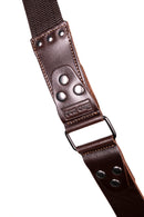 Tracolla per fotocamera in tessuto a costine testa di moro e cuoio testa di moro - tracolla per mirrorless - nice one shoulder strap