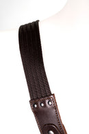 Tracolla per fotocamera in tessuto a costine testa di moro e cuoio testa di moro - tracolla per mirrorless - nice one shoulder strap