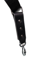 Tracolla per fotocamera in tessuto grigio perla e cuoio nero - tracolla per mirrorless - nice one shoulder strap