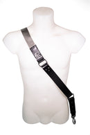 Tracolla per fotocamera in tessuto grigio perla e cuoio nero - tracolla per mirrorless - nice one shoulder strap