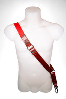 Tracolla per fotocamera in tessuto rosso e cuoio rosso inglese - tracolla per mirrorless - nice one shoulder strap
