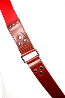 Tracolla per fotocamera in tessuto rosso e cuoio rosso inglese - tracolla per mirrorless - nice one shoulder strap