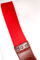 Tracolla per fotocamera in tessuto rosso e cuoio rosso inglese - tracolla per mirrorless - nice one shoulder strap